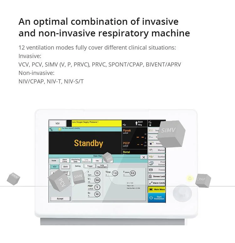 ICU Medical Equipment Transportable Emergency Ventilator VG70 with CE Aeonmed