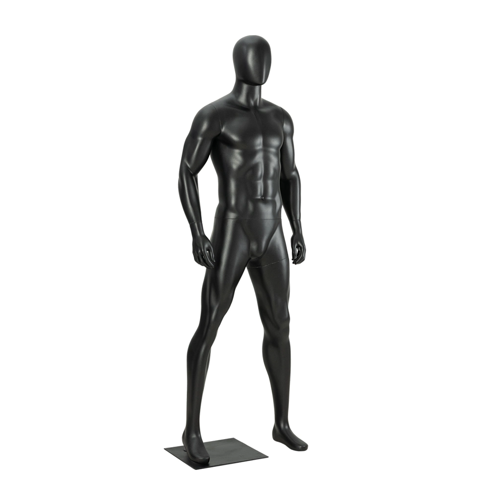 Black Fiberglass Full Body Muscle Male Sports Mannequin for Sportswear Display