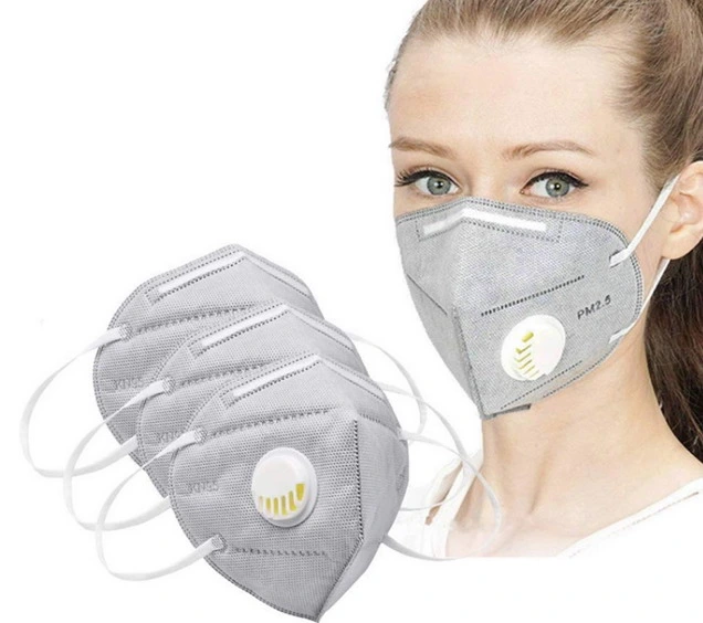 Wholesale Grey Color Kn95 Mask with Breathing Valve Non Woven 3 Ply Disposable Face Mask