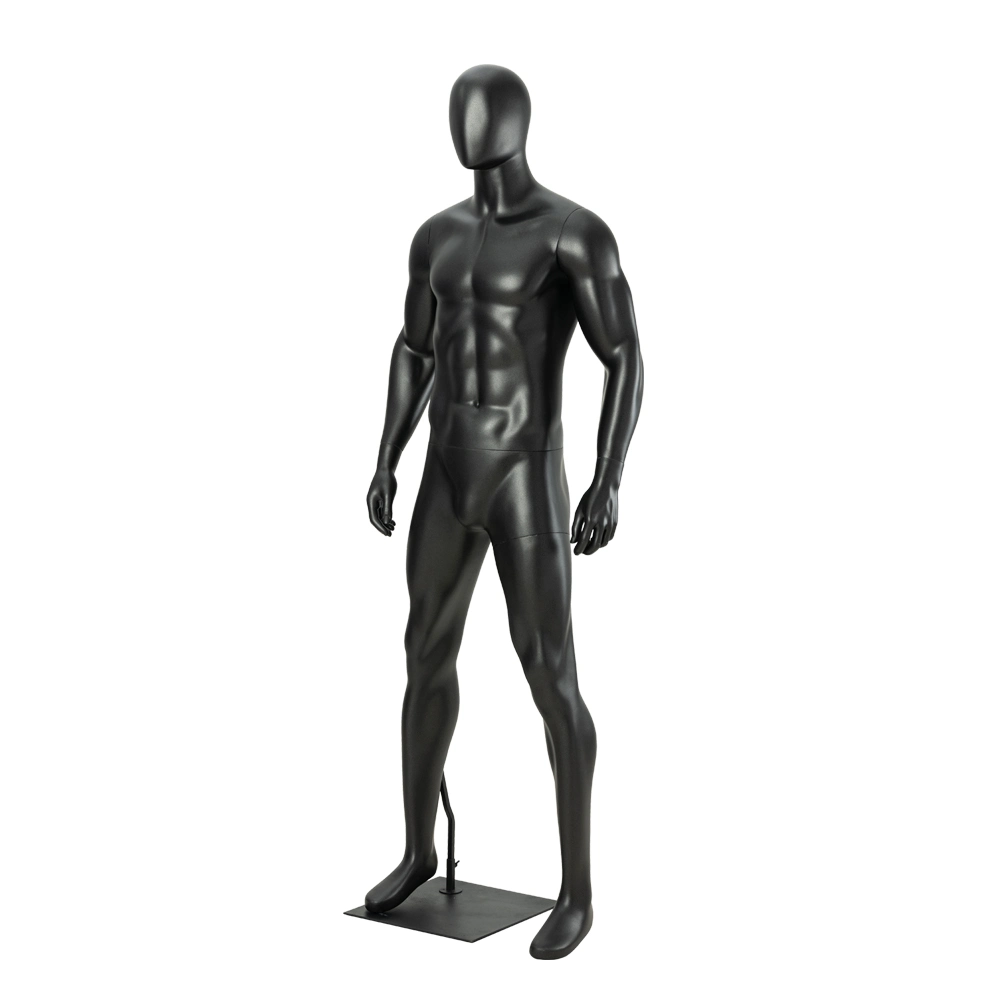 Black Fiberglass Full Body Muscle Male Sports Mannequin for Sportswear Display