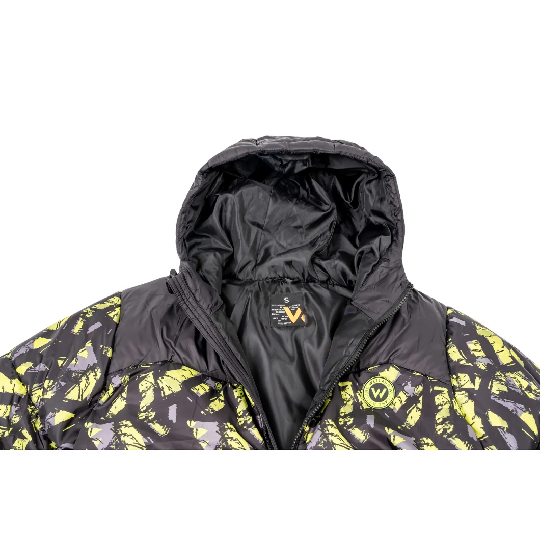 Asiapo China Factory Men′s Insulated Adjustable Hooded Digital Printing Zippered Sports Colorful Fashion Casual Outdoor Puffer Jackets